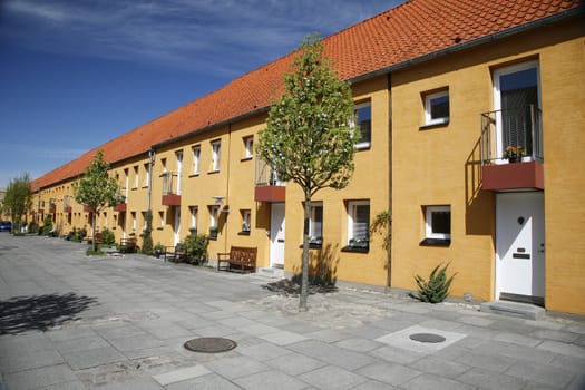Urban row house in pedestrian street - Nyborg, Denmark.