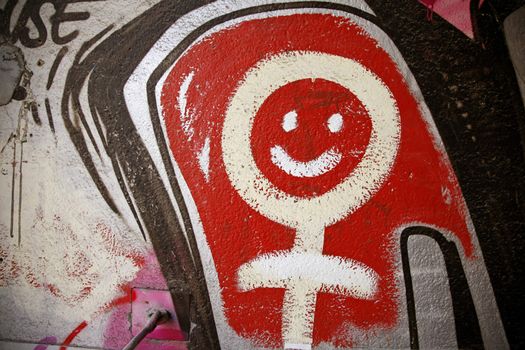 Detail from graffiti on Copenhagen wall - female power.