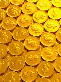 close up of heap of gold coins