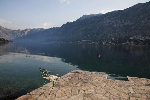 Tranquil  morning scenery by the Adriatic Sea Montenegro.