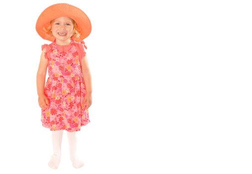 Happy Girl Standing with Hat and Stockings