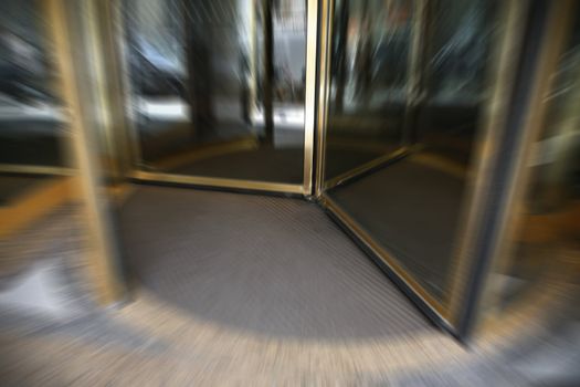 Revolving door in French bank.