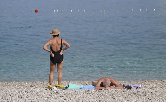 Retired couple by the sea - Croatia.