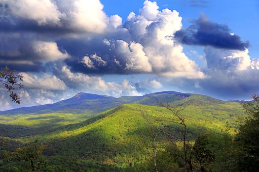 Summer beautiful landscape with Caucasus green mountains