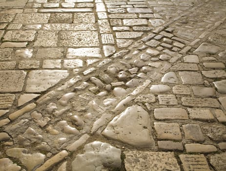 Detail of worn alley Croatia.