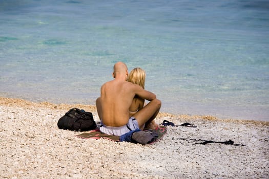 Vacancy by the sea. Young couple enjoying themselves - Croatia.