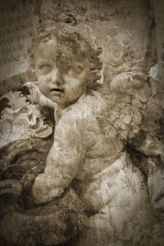Postcard from Rome, Italy. Marble angel. More of my images worked together to reflect age and time. Monochrome image.