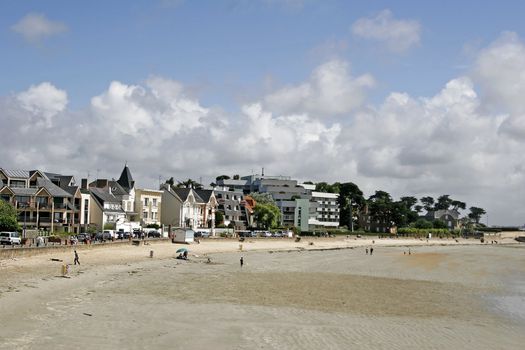 On the sand beach near Larmor-Plage, Morbihan, Brittany, North France.