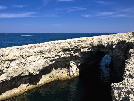 One of the many caves around the coast in Malta