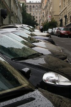 Parking for cars in the street in city centre