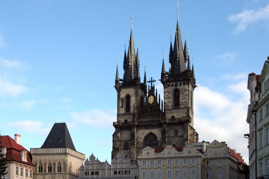 Cathedral on the area in Praha in Gothic style