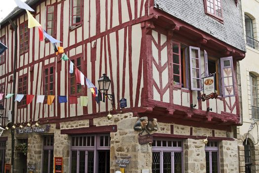 Old timbered house in the old part of town from  Vannes, Brittany, North France. Vannes, Altstadt mit Fachwerk