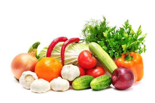 fruits and vegetables isolated on a white background