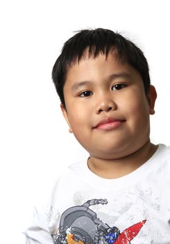 Young asian young boy portraiture - isolated in white background.