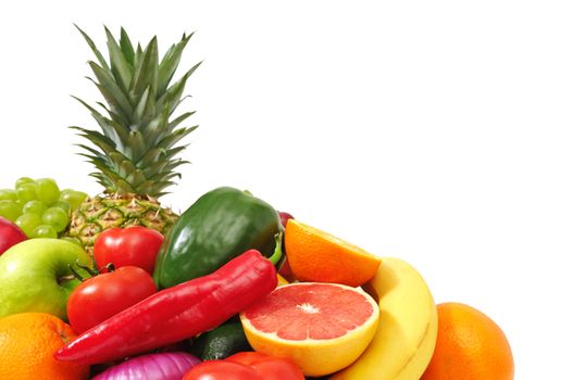 fruits and vegetables isolated on a white