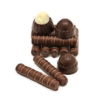 Chocolates isolated on a white background                                    