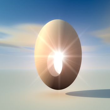 An abstract illustration of a bright light from inside an egg. Concept of a birth of a new bright idea.