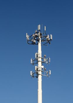 communications tower and worker
