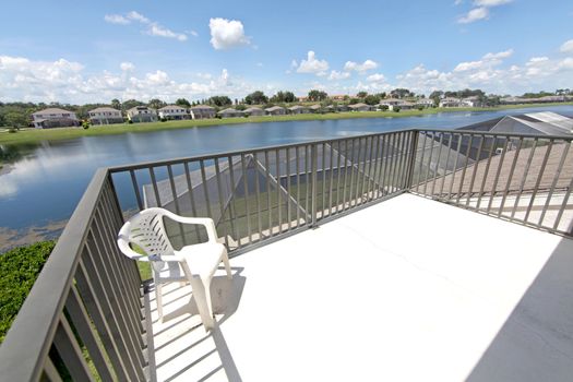 A Balcony overlooking a lake in Florida.