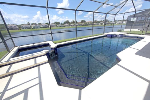 A Swimming Pool with a Lake View