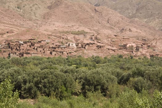 Traditional village in the Atlas Mountains of Morocco