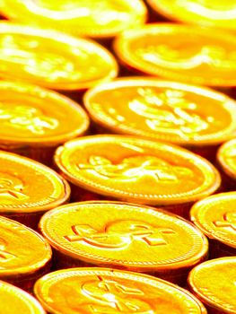 close up of a heap of gold coins
