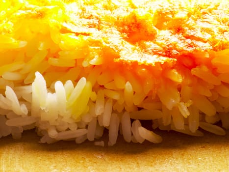 close up of cheese baked rice