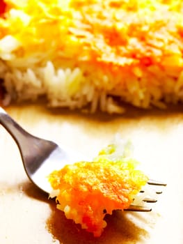 close up of cheese baked rice