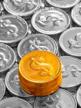 close up of a heap of gold coins