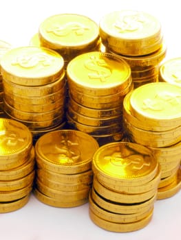 close up of a heap of gold coins