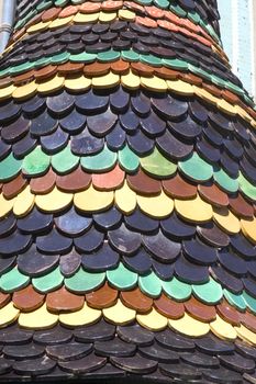 The fountain of Anduze which has the characteristic to have tiles of colors.