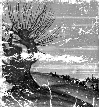 drawing on old spoiled paper