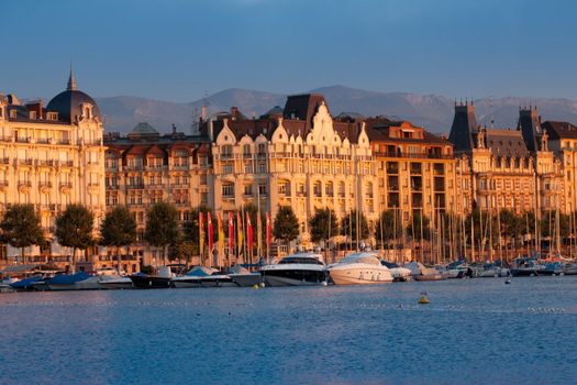 Geneva in the morning sunrise