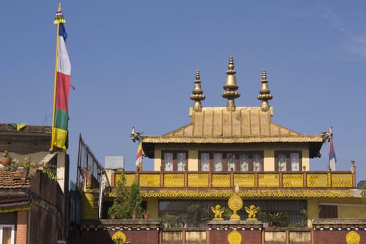 Tibetan style Buddhist monastery. Kathmandu, Nepal