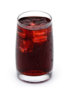 glass cup filled with fresh tasty sangria on white background