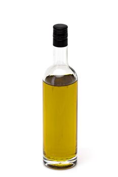 bottle of olive oil on white background