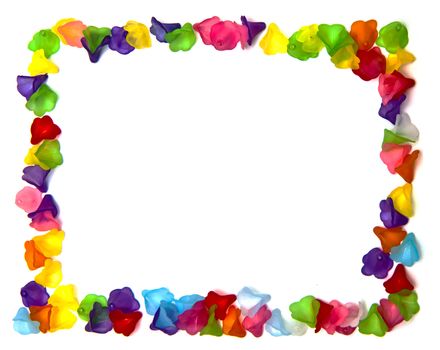 frame of colorful beads isolated on white background