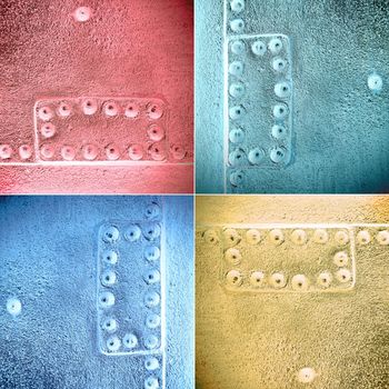 Collection, metal plates with the rivets, different colors