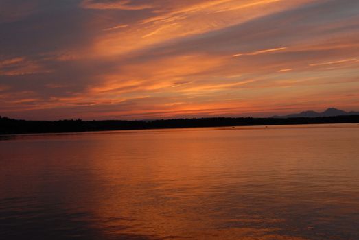 Sunset over Lake Millinocket in Maine.