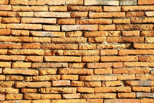 Texture of old brick wall  at Ayudhaya near Bangkok, Thailand.