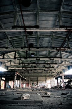 Abandoned plant horrible, dirty and symmetric interior