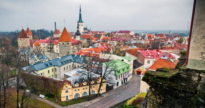 Panorama of old, historical center of Tallinn, Estonia
