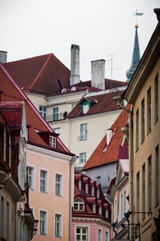Scandinavian street houses and roofs in Tallinn, Estonia