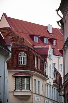 Scandinavian houses with pretty windows and roofs, Tallinn, Estonia