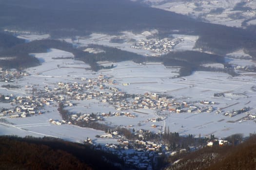 Village in snow