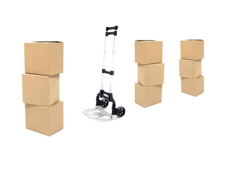 Cardboard boxes isolated against a white background