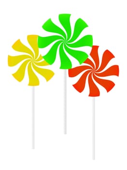 Computer generated lollipops isolated against a white background