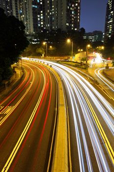 traffic in city at night