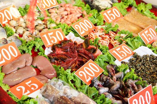 seafood in market for sale