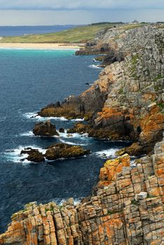 Scenic view from Pointe de Penhir on Atlantic coast in Brittany, France